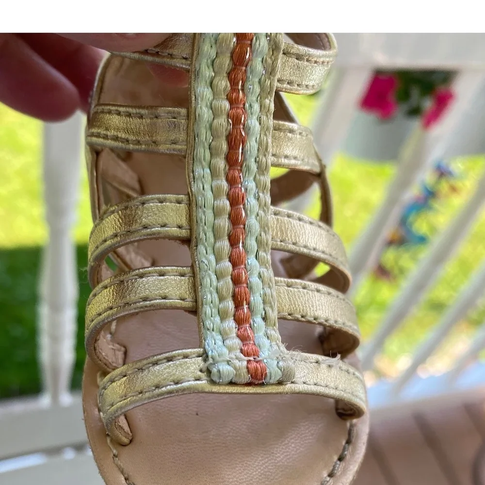 Koala Kids Gladiator Sandals Gold Strappy Back Zipper Toddler Girl‎ Size 4